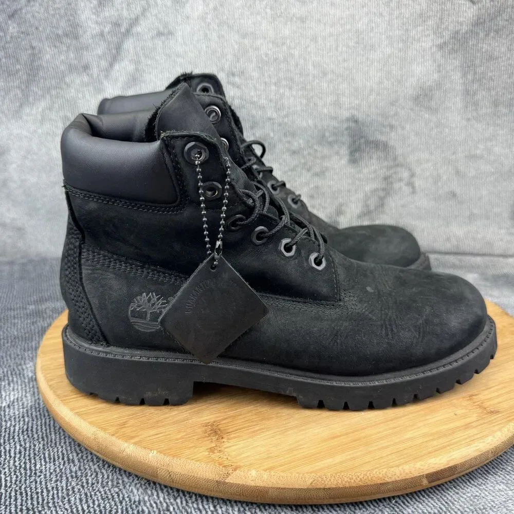 Timberland Boots Youth Size 5 Black 6-Inch Premium Waterproof Nubuck Lace Up